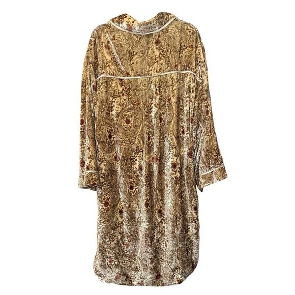 Free People Sweet Escape Boho Paisley Floral Printed Velvet Trench Duster Large - Picture 8 of 14